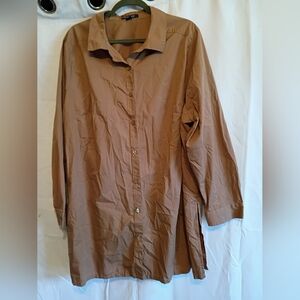 Roamans 24w Brown Button-Up Long Sleeve Shirt.